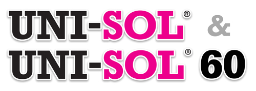 Uni-Sol and Uni-Sol 60 product logos alongside Animal Science Products bottles and laboratory beakers containing red and amber liquids.
